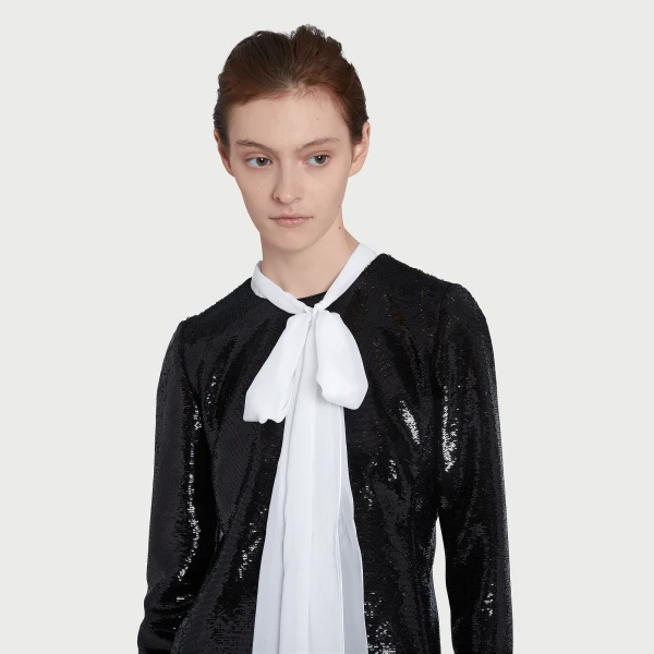 Giambattista Valli Short Black Sequin Dress With Self-Tie Neck - Giambattista Valli Dresses - Romantic Couture - Shop at Coveti