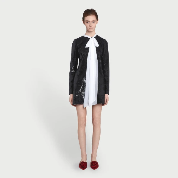 Giambattista Valli Short Black Sequin Dress With Self-Tie Neck - Giambattista Valli Dresses - Romantic Couture - Shop at Coveti