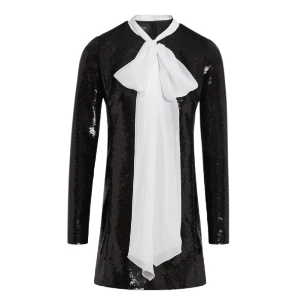 Giambattista Valli Short Black Sequin Dress With Self-Tie Neck - Giambattista Valli Dresses - Romantic Couture - Shop at Coveti