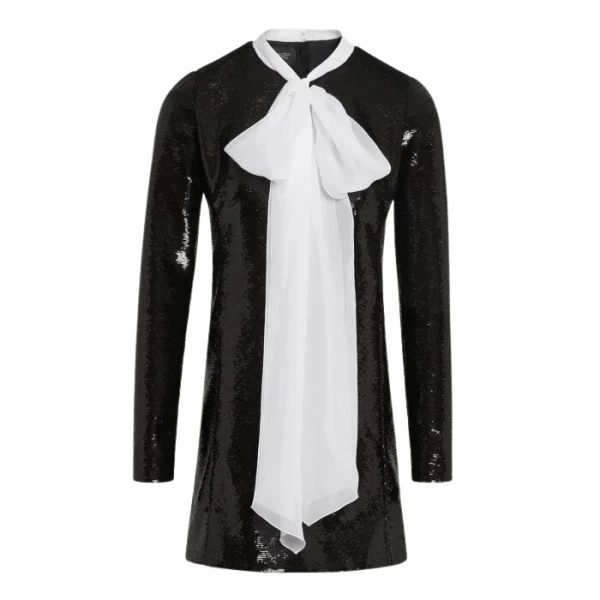 Giambattista Valli Short Black Sequin Dress With Self-Tie Neck - Giambattista Valli Dresses - Romantic Couture - Shop at Coveti