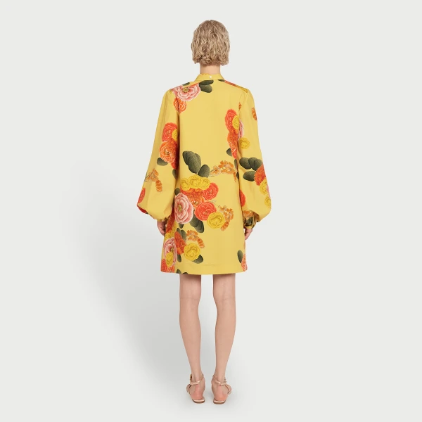 Giambattista Valli Short Blossoms Mustard Poplin Dress - Giambattista Valli Dresses - Romantic Couture - Shop at Coveti