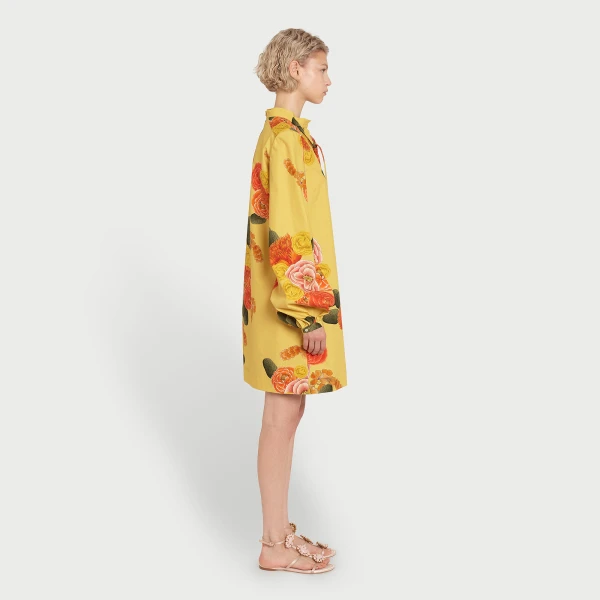 Giambattista Valli Short Blossoms Mustard Poplin Dress - Giambattista Valli Dresses - Romantic Couture - Shop at Coveti
