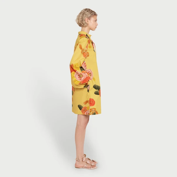 Giambattista Valli Short Blossoms Mustard Poplin Dress - Giambattista Valli Dresses - Romantic Couture - Shop at Coveti