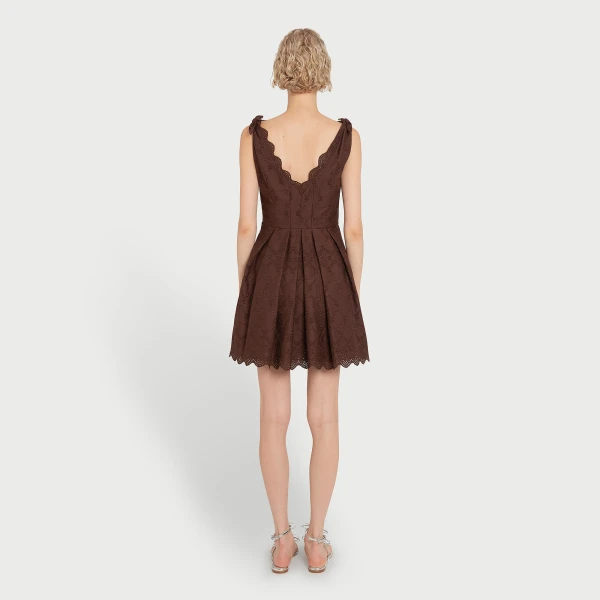 Giambattista Valli Short Brown Saint-Gall Embroidery Dress - Giambattista Valli Dresses - Romantic Couture - Shop at Coveti