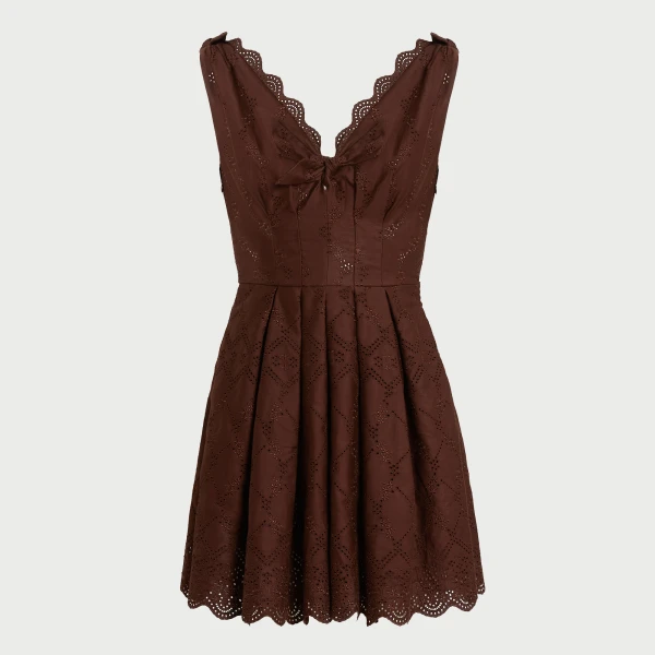 Giambattista Valli Short Brown Saint-Gall Embroidery Dress - Giambattista Valli Dresses - Romantic Couture - Shop at Coveti