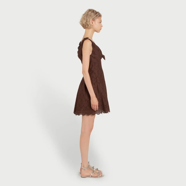 Giambattista Valli Short Brown Saint-Gall Embroidery Dress - Giambattista Valli Dresses - Romantic Couture - Shop at Coveti