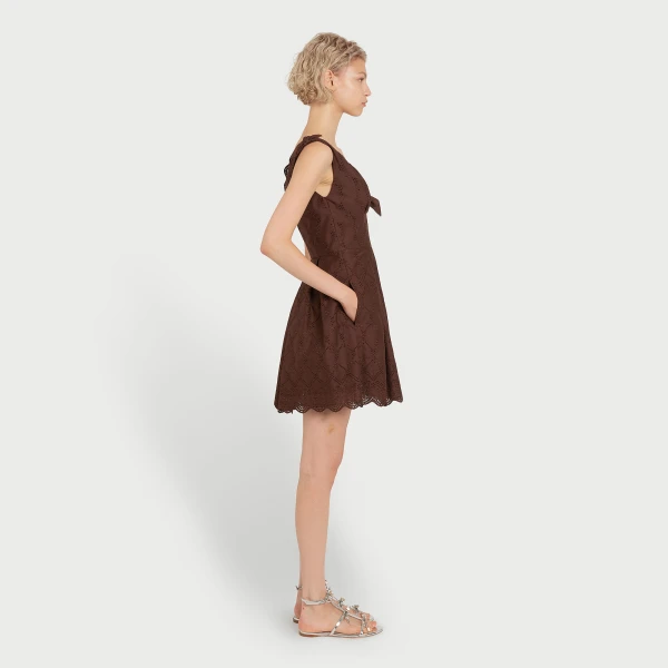 Giambattista Valli Short Brown Saint-Gall Embroidery Dress - Giambattista Valli Dresses - Romantic Couture - Shop at Coveti