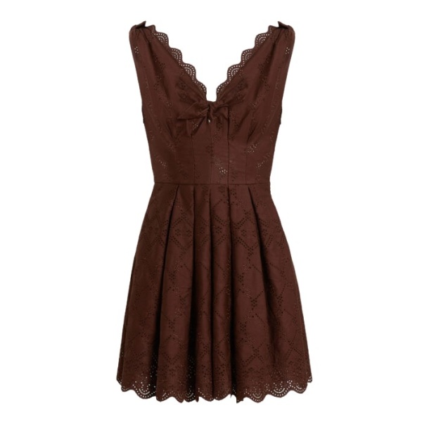 Giambattista Valli Short Brown Saint-Gall Embroidery Dress - Giambattista Valli Dresses - Romantic Couture - Shop at Coveti
