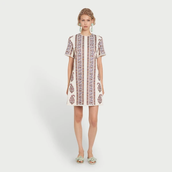 Giambattista Valli Short Ivory Embroidered Paisley Bouclé Dress - Giambattista Valli Dresses - Romantic Couture - Shop at Coveti