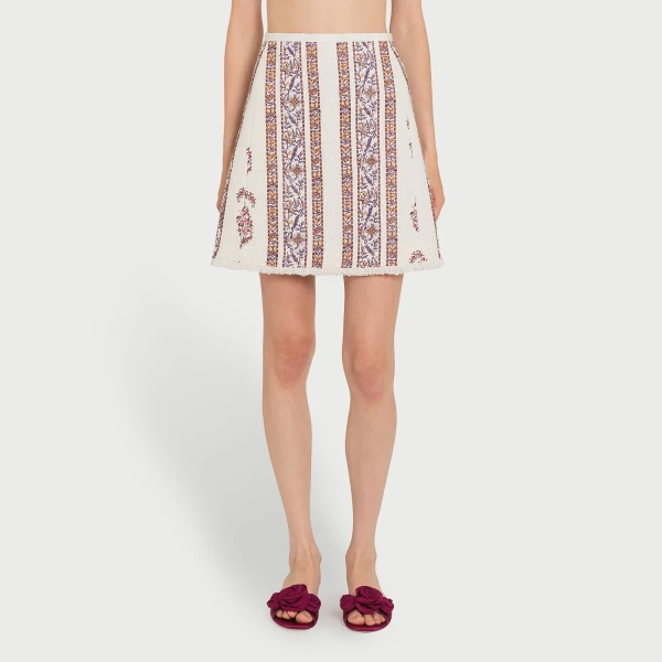 Giambattista Valli Short Ivory Paisley Bouclé Skirt - Giambattista Valli Skirts - Romantic Couture - Shop at Coveti