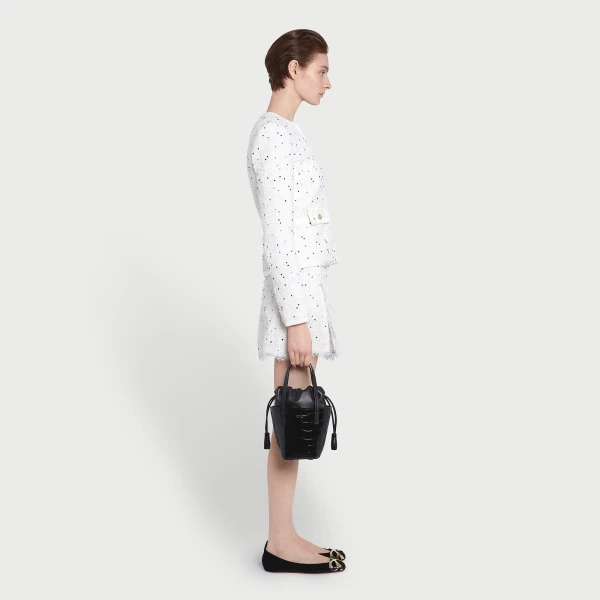 Giambattista Valli Short Ivory Skirt With Black Polka Dots In Bouclé - Giambattista Valli Skirts - Romantic Couture - Shop at Coveti