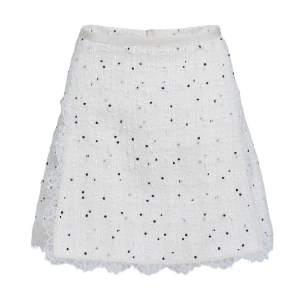 Giambattista Valli Short Ivory Skirt With Black Polka Dots In Bouclé - Giambattista Valli Skirts - Romantic Couture - Shop at Coveti