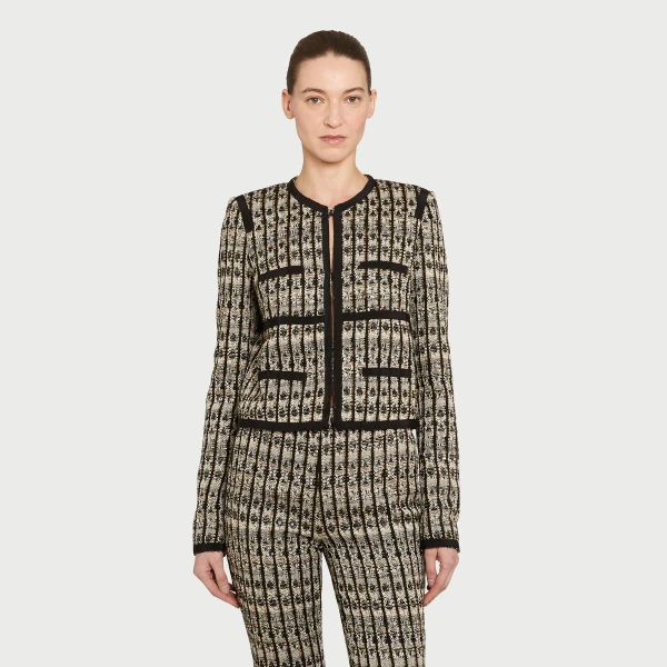 Giambattista Valli Short Optical Bouclé Jacket - Giambattista Valli Jackets - Romantic Couture - Shop at Coveti