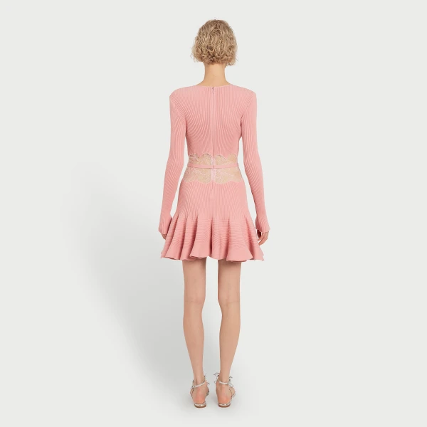 Giambattista Valli Short Pink Knit Dress With Lace - Giambattista Valli Dresses - Romantic Couture - Shop at Coveti