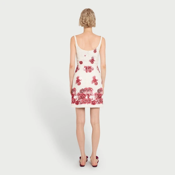 Giambattista Valli Short Ruby Pansies Embroidered Bouclé Slip Dress - Giambattista Valli Dresses - Romantic Couture - Shop at Coveti
