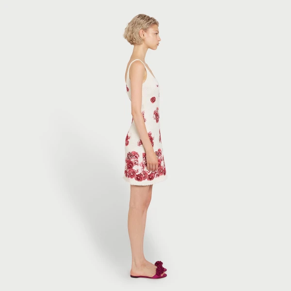 Giambattista Valli Short Ruby Pansies Embroidered Bouclé Slip Dress - Giambattista Valli Dresses - Romantic Couture - Shop at Coveti