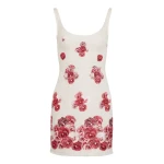 Giambattista Valli Short Ruby Pansies Embroidered Bouclé Slip Dress - Giambattista Valli Dresses - Romantic Couture - Shop at Coveti