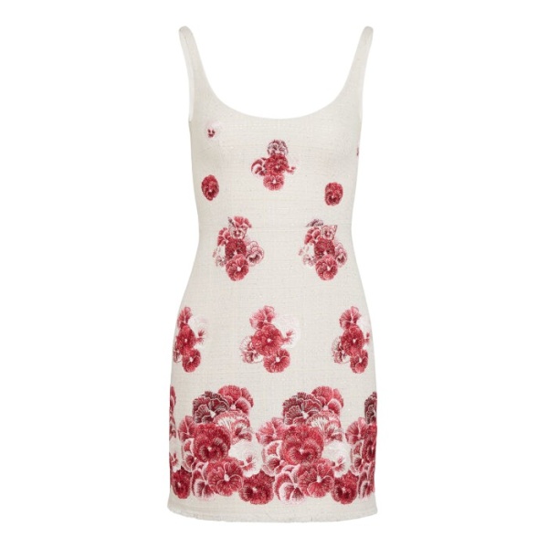 Giambattista Valli Short Ruby Pansies Embroidered Bouclé Slip Dress - Giambattista Valli Dresses - Romantic Couture - Shop at Coveti