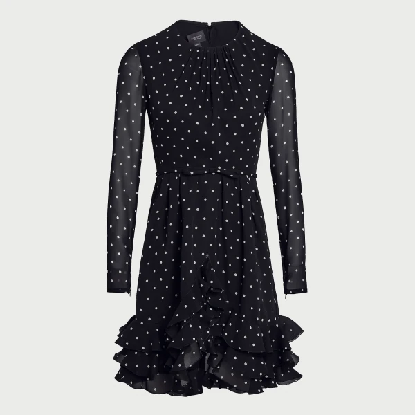 Giambattista Valli Short Silk Black Dress With White Polka Dots And Ruffles - Giambattista Valli Dresses - Romantic Couture - Shop at Coveti