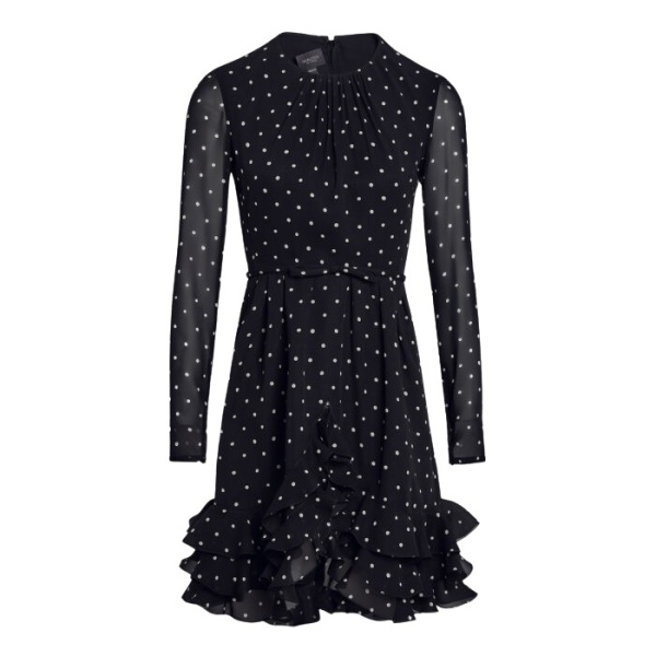 Giambattista Valli Short Silk Black Dress With White Polka Dots And Ruffles - Giambattista Valli Dresses - Romantic Couture - Shop at Coveti