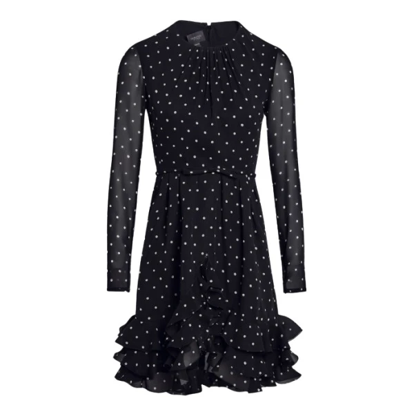 Giambattista Valli Short Silk Black Dress With White Polka Dots And Ruffles - Giambattista Valli Dresses - Romantic Couture - Shop at Coveti