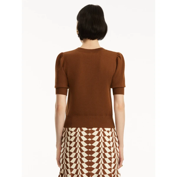 Oscar de la Renta Short Sleeve Wool Pullover - Oscar de la Renta Knitwear - American Couture - Shop at Coveti