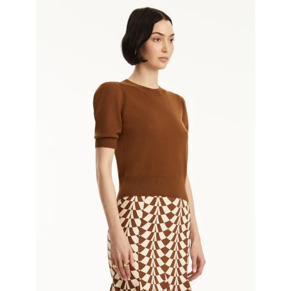 Oscar de la Renta Short Sleeve Wool Pullover - Oscar de la Renta Knitwear - American Couture - Shop at Coveti