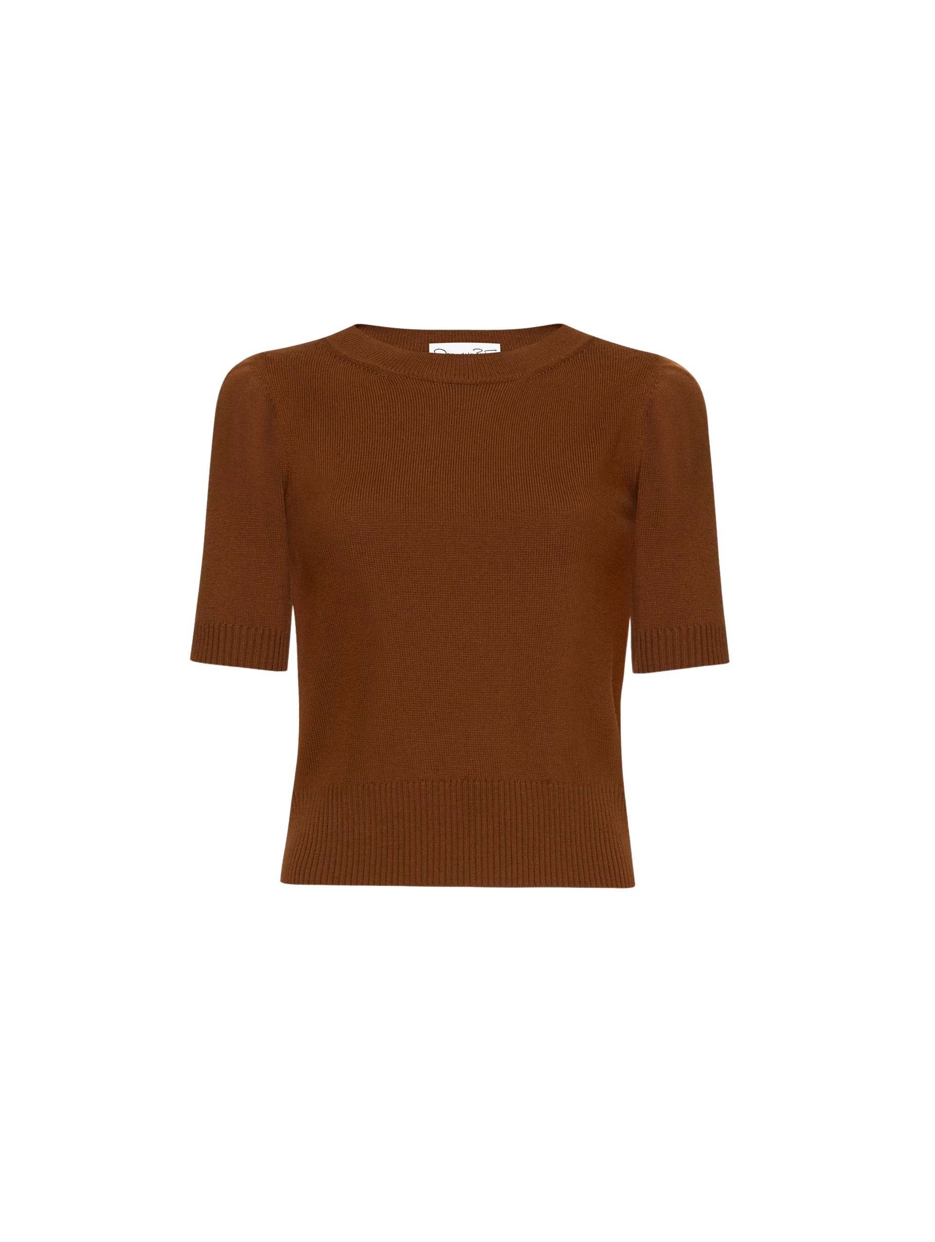 Short-Sleeve-Wool-Pullover-Oscar-de-la-Renta-Knitwear36799_nobg Oscar de la Renta Short Sleeve Wool Pullover - Oscar de la Renta Knitwear - American Couture - Shop at Coveti