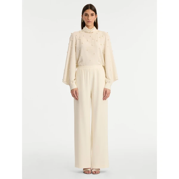 Oscar de la Renta Silk Georgette Wide Leg Pant - Oscar de la Renta Pants - American Couture - Shop at Coveti