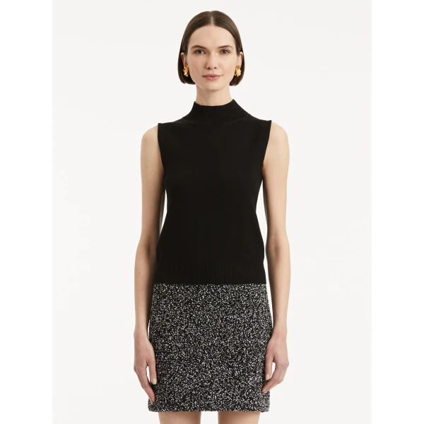 Oscar de la Renta Sleeveless Mock Neck Ribbed Pullover - Oscar de la Renta Knitwear - American Couture - Shop at Coveti