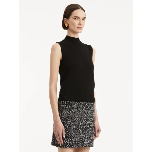Oscar de la Renta Sleeveless Mock Neck Ribbed Pullover - Oscar de la Renta Knitwear - American Couture - Shop at Coveti