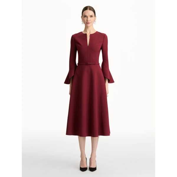Oscar de la Renta Split Neck Wool Dress - Oscar de la Renta Dresses - American Couture - Shop at Coveti
