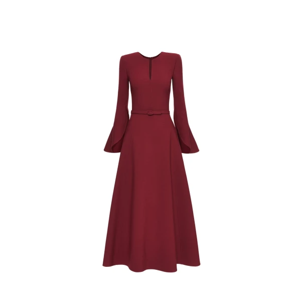 Oscar de la Renta Split Neck Wool Dress - Oscar de la Renta Dresses - American Couture - Shop at Coveti