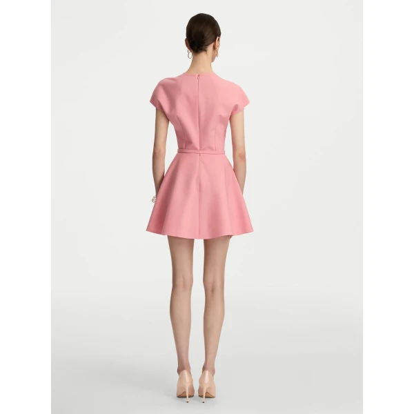 Oscar de la Renta Split Neck Wool Mini Dress - Oscar de la Renta Dresses - American Couture - Shop at Coveti