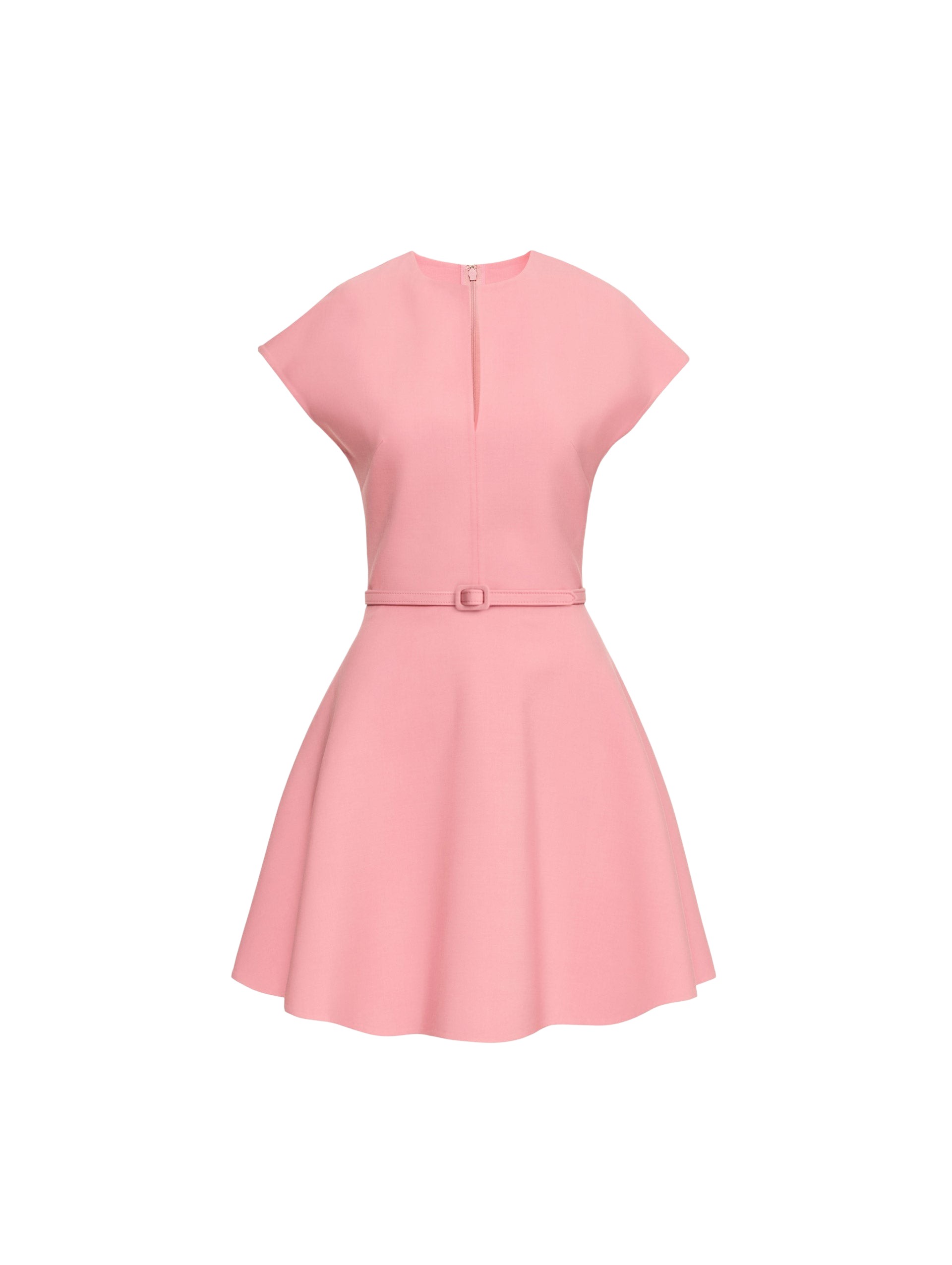 Oscar de la Renta Split Neck Wool Mini Dress