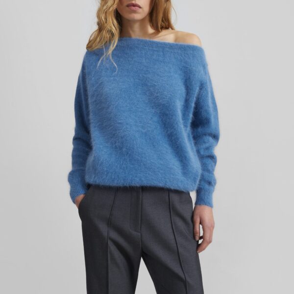 The Frankie Shop Almere Fuzzy Sweater - Cobalt - Oversized Minimalist Knitwear in Blue - Shop at Coveti