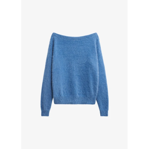 The Frankie Shop Almere Fuzzy Sweater – Cobalt, view 7