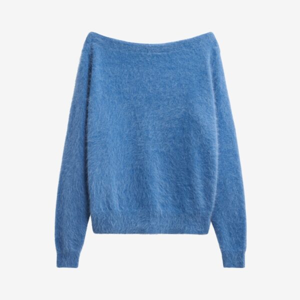 The Frankie Shop Almere Fuzzy Sweater - Cobalt - Oversized Minimalist Knitwear in Blue - Shop at Coveti