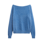 The Frankie Shop Almere Fuzzy Sweater - Cobalt - Oversized Minimalist Knitwear in Blue - Shop at Coveti