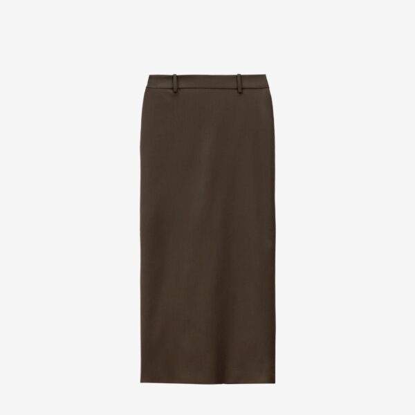 The Frankie Shop Alrose Midi Skirt - Mocha - Oversized Minimalist Skirts in Brown - Shop at Coveti