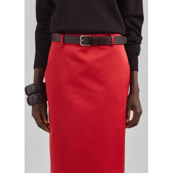 The Frankie Shop Alrose Satin Midi Skirt – Red, view 5
