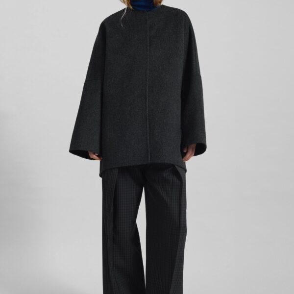 The Frankie Shop Altdorf Wool Coat - Charcoal - Oversized Minimalist Coats in Blue - Shop at Coveti