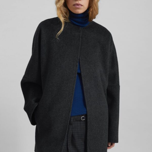 The Frankie Shop Altdorf Wool Coat - Charcoal - Oversized Minimalist Coats in Blue - Shop at Coveti