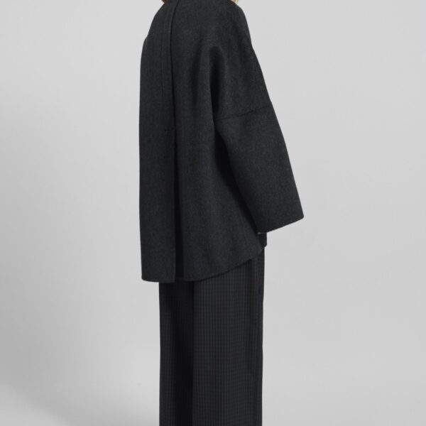 The Frankie Shop Altdorf Wool Coat - Charcoal - Oversized Minimalist Coats in Blue - Shop at Coveti