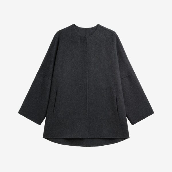 The Frankie Shop Altdorf Wool Coat - Charcoal - Oversized Minimalist Coats in Blue - Shop at Coveti