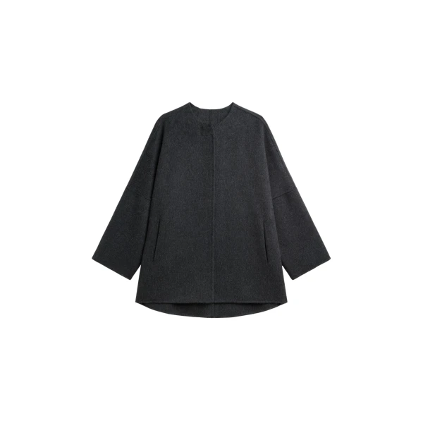 The Frankie Shop Altdorf Wool Coat - Charcoal - Oversized Minimalist Coats in Blue - Shop at Coveti