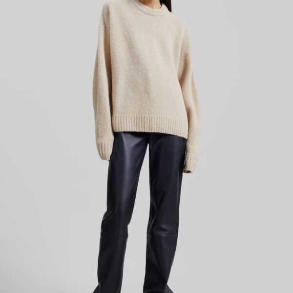 The Frankie Shop Amish Supplies Crewneck Sweater - Beige - Oversized Minimalist Knitwear in Beige - Shop at Coveti