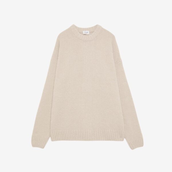 The Frankie Shop Amish Supplies Crewneck Sweater - Beige - Oversized Minimalist Knitwear in Beige - Shop at Coveti