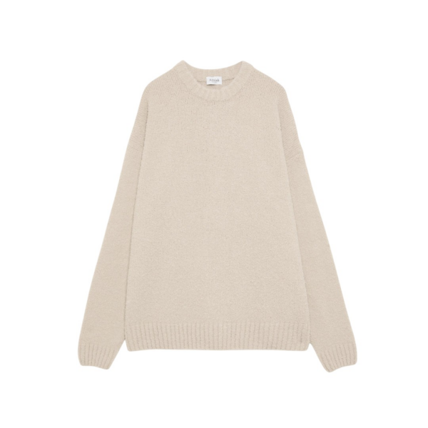 The Frankie Shop Amish Supplies Crewneck Sweater - Beige - Oversized Minimalist Knitwear in Beige - Shop at Coveti