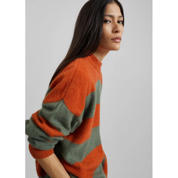 The Frankie Shop Amish Supplies Crewneck Sweater – Sage/Orange, view 2